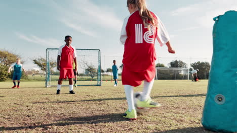 kids playing soccer game