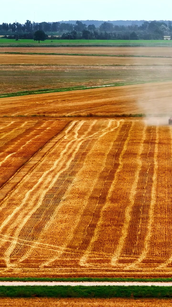 Seasonal Farming Activities, Food Production Machinery, Countryside Environment, Crop Yields, Vertical Aerial View
