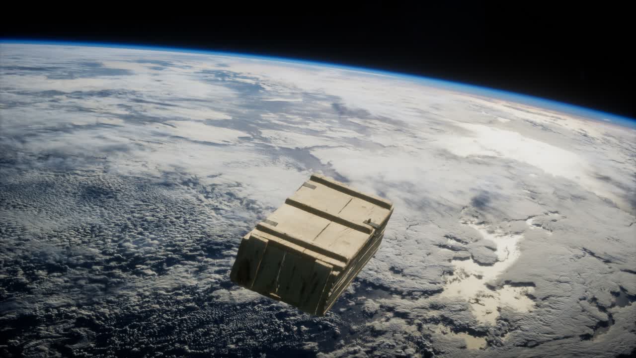 old wood box on Earth orbit