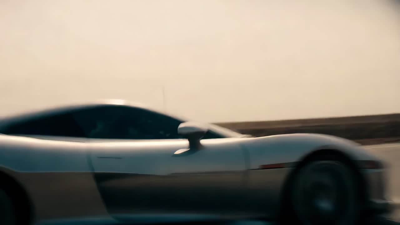 supercoche plateado en la carretera abierta