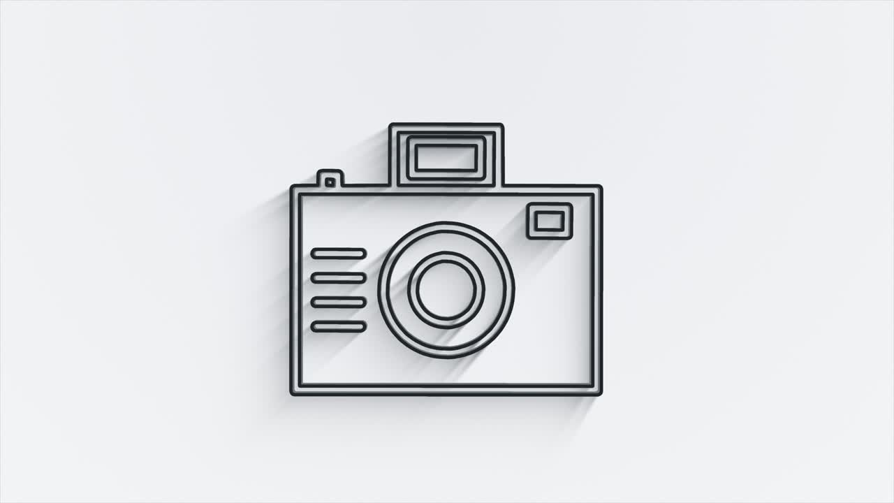 Social media line shadow icon design isolated on white background. Outline web icon. Motion graphics.