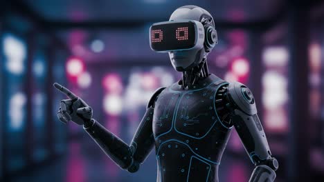 futuristic robot exploring virtual reality: a breathtaking journey through advanced technology, immersive experiences, and the intersection of ai and human insight