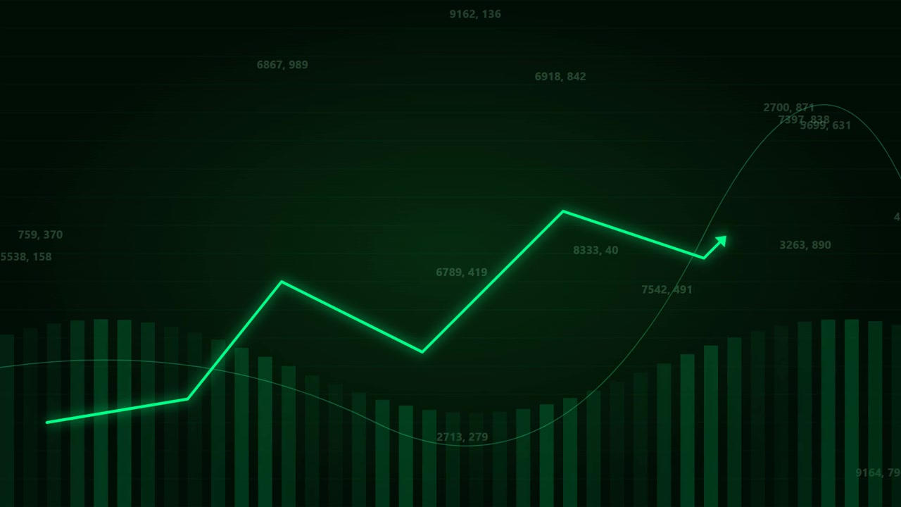 Animated Financial Stock Market Chart with Rising Green Line