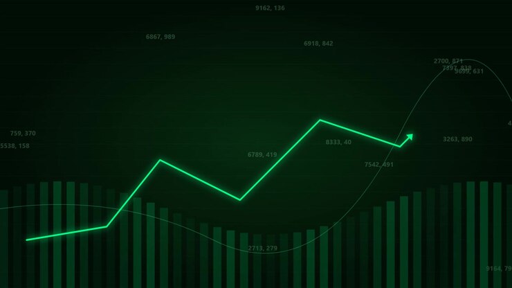 Animert finansielt aksjemarkedsdiagram med stigende grønn linje