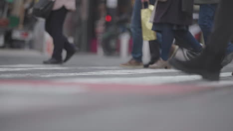 people walking across a crosswalk