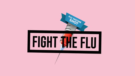 animación del texto de lucha contra la gripe en fondo rosa