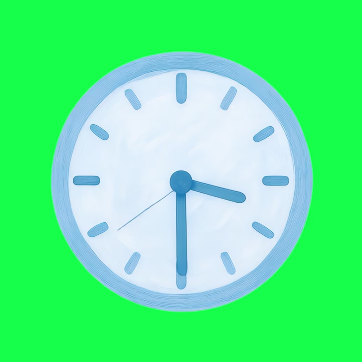 Animated Blue Clock Ticking on Green Screen