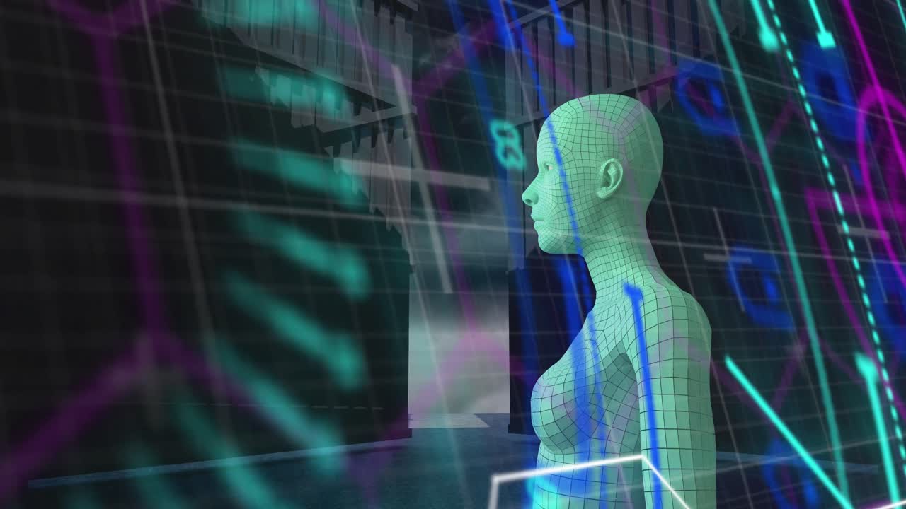 Animation of scope scanning and data processing over human body