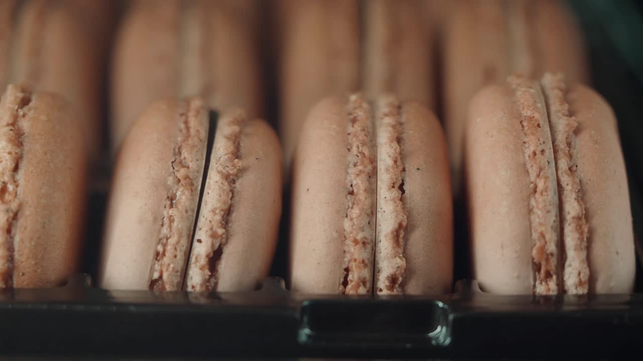 Close-up of Rows of Macarons