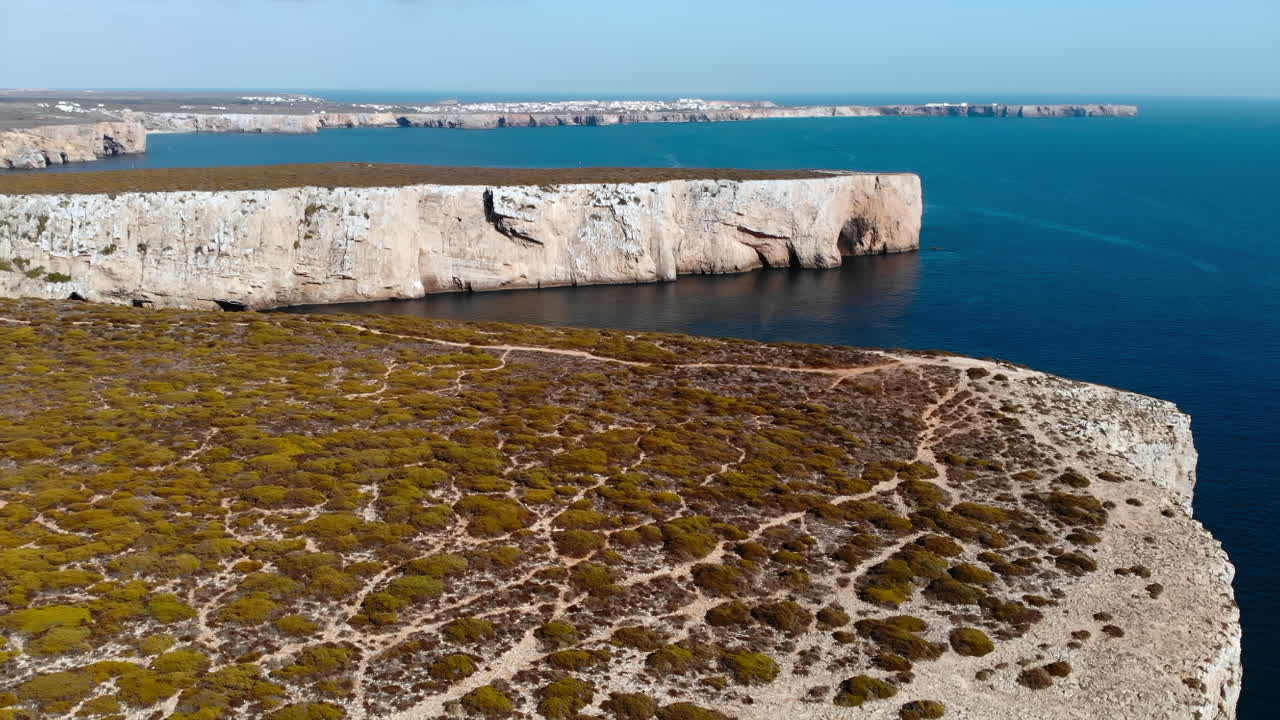 Aerial view of cliffs and sea