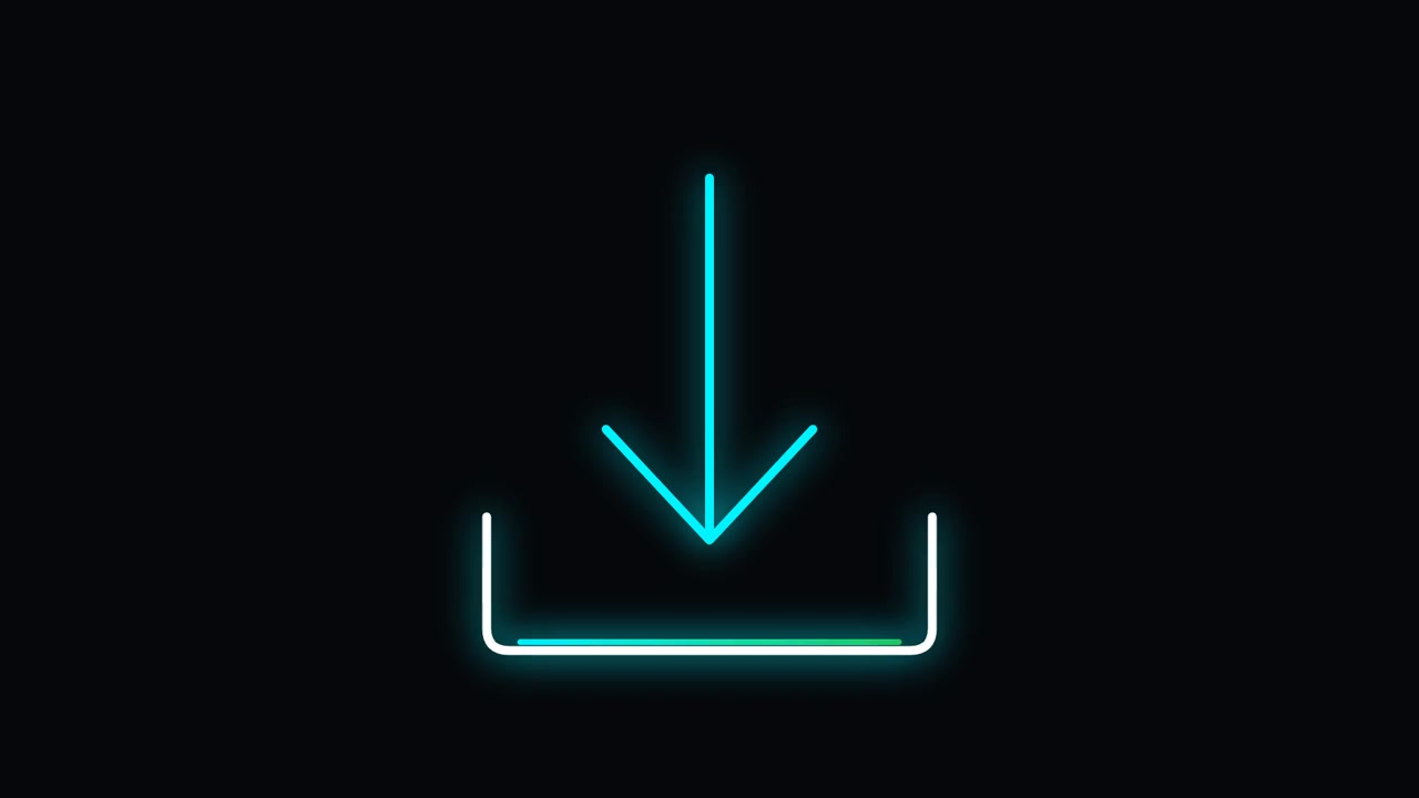 Neon Download Icon Animation with Cursor Interaction