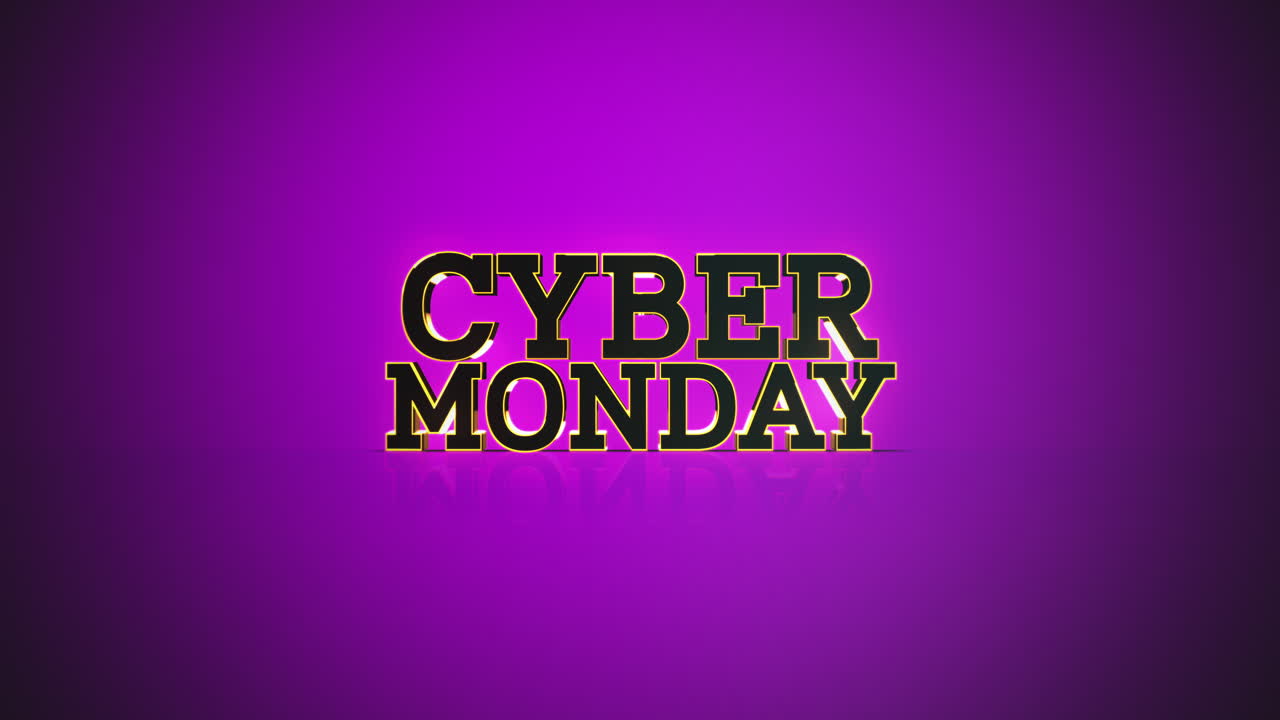 texto moderno y colorido de cyber monday en gradiente púrpura