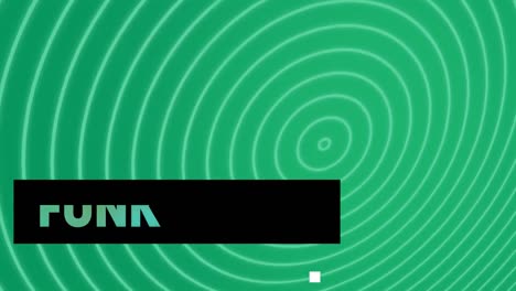 animation of funk text and circles on green background