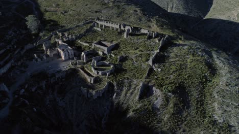 Aerial-shot-of-the-Pueblo-Fantasma-in-Real-de-Catorce,-San-Luis-Potosi,-Mexico