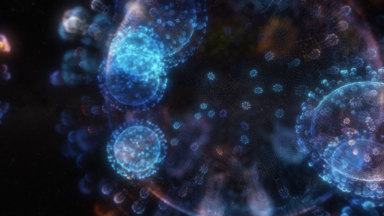 primer plano del virus bajo el microscopio, cura de la pandemia de sars-cov-2 covid-19 o concepto de vacunación