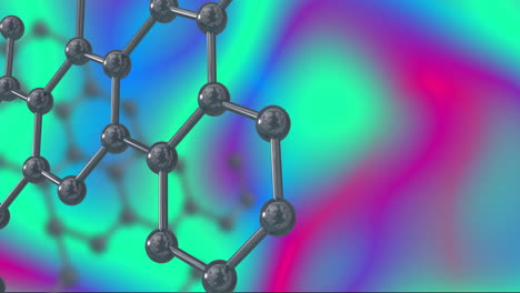 molecular structure animation over colorful abstract background