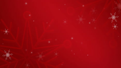 animación de patrón de navidad de copos de nieve en fondo rojo