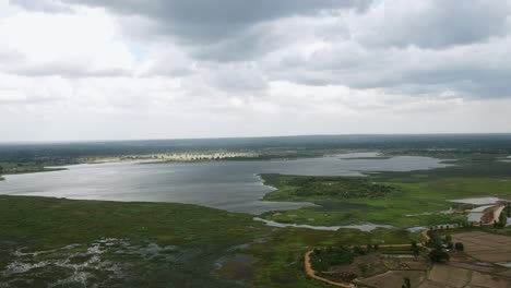 Aerial-view-of-Kutkhao-swamp-wild-nature-in-Khonkaen,-Thailand