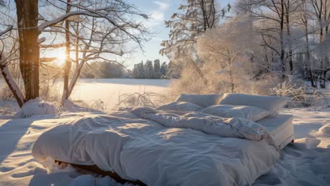 winter wonderland bed scene