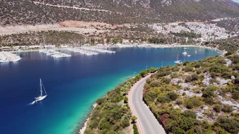 Boat-Sailing-Into-Harbor-In-Turkey