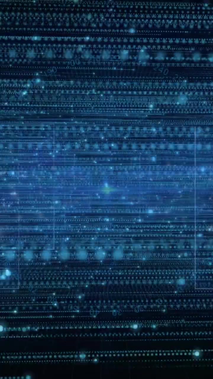 Animation of light trails over data processing on black background