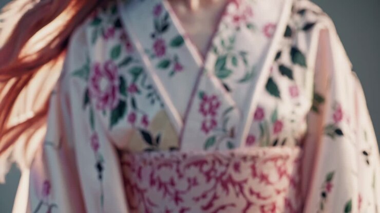 Donna in kimono floreale