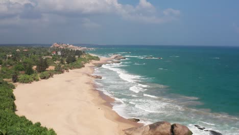 Aerial-cinematic-view-over-Beautiful-tropical-beach-with-Turquoise-water