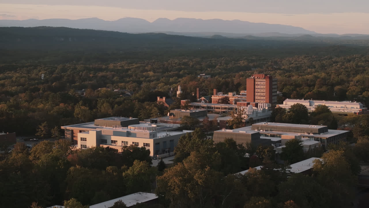 SUNY New Paltz on an autumn day. Shot at sunset in the Catskill Mountains