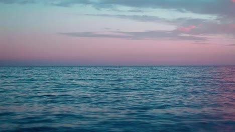 Empty-sunset-ocean-loop-with-seagull-passing-by