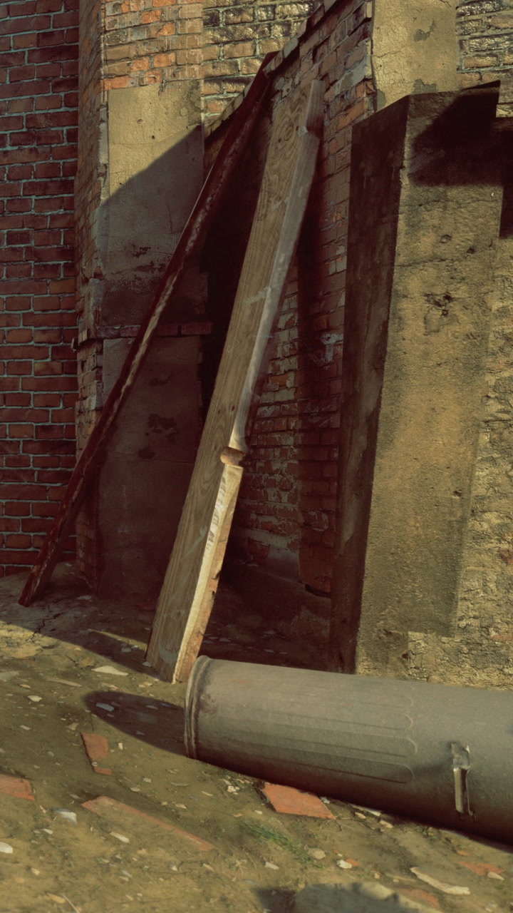 Urban scene with a bin and brick wall during daylight hours
