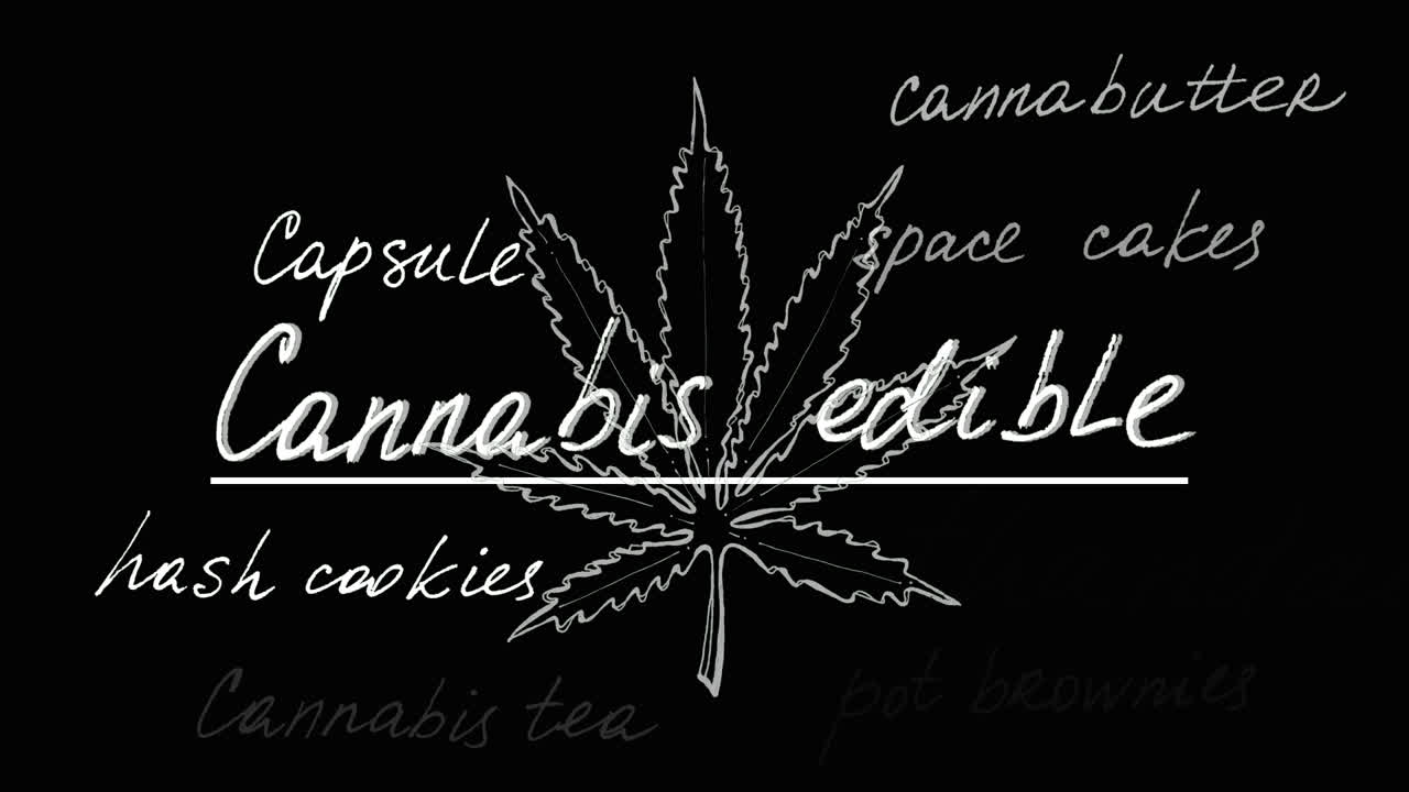 Cannabis edible. Animation on marijuana