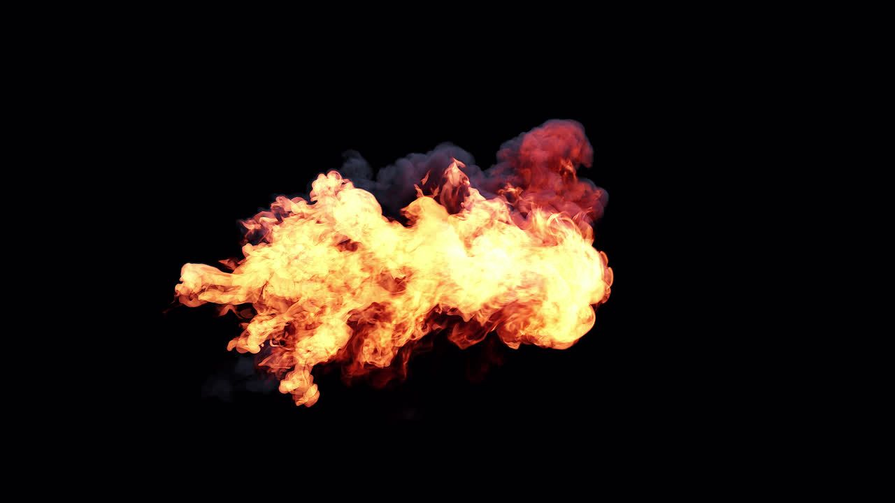 Dynamic Fiery Explosion with Smoke on Black Background