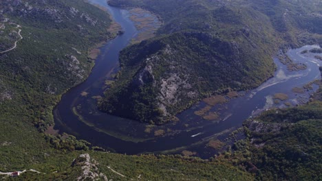 Montenegro-destination-Lake-skadar-near-pavlova-strana-viewpoint-during-day-time,-aerial