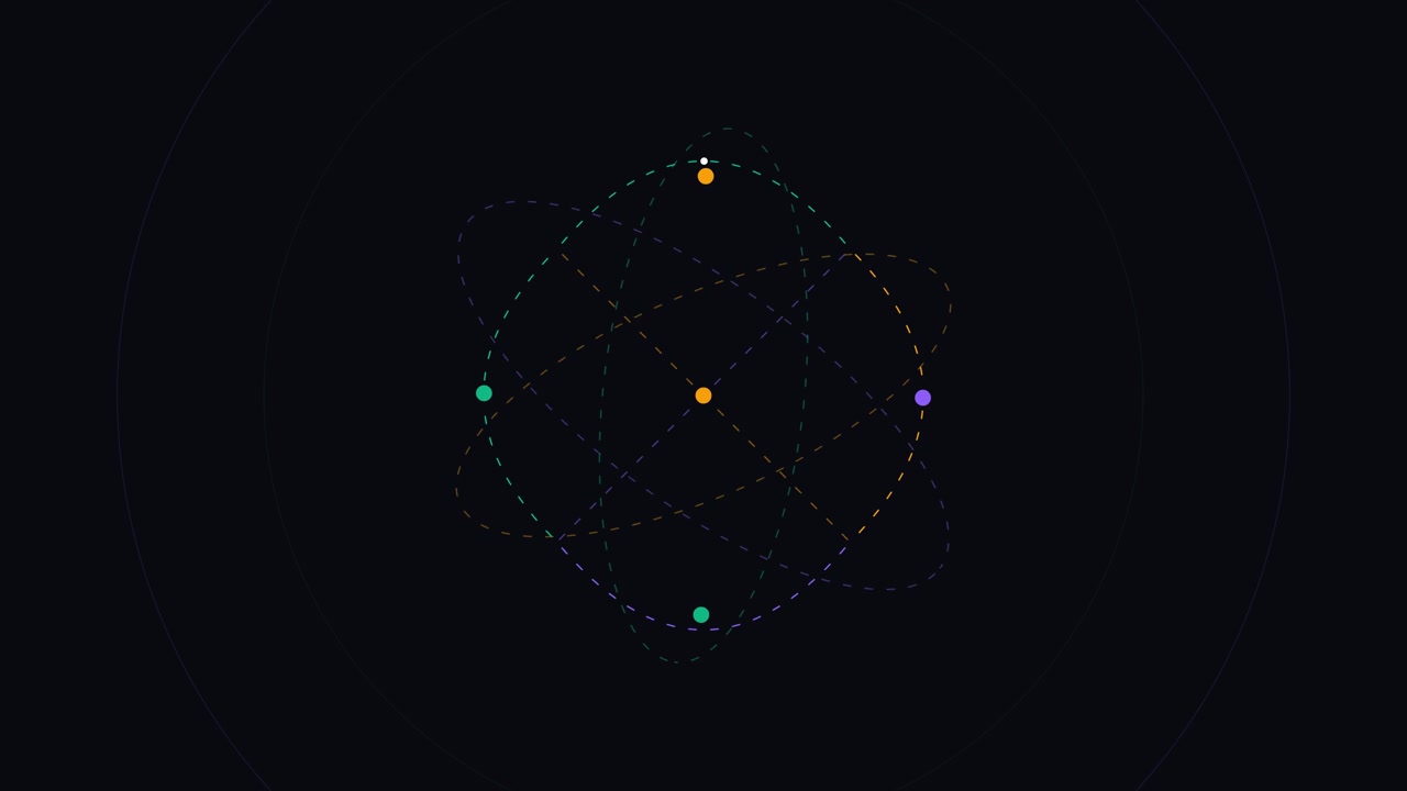 Abstract Animation of Orbiting Particles Around a Central Point