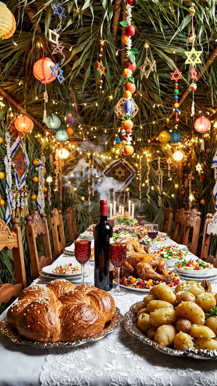 Judiskt festligt middagsbord för Sukkot-helgen