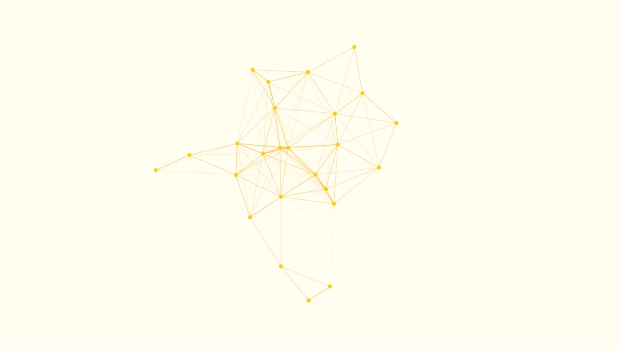 Abstract Yellow Network Nodes Connecting and Moving