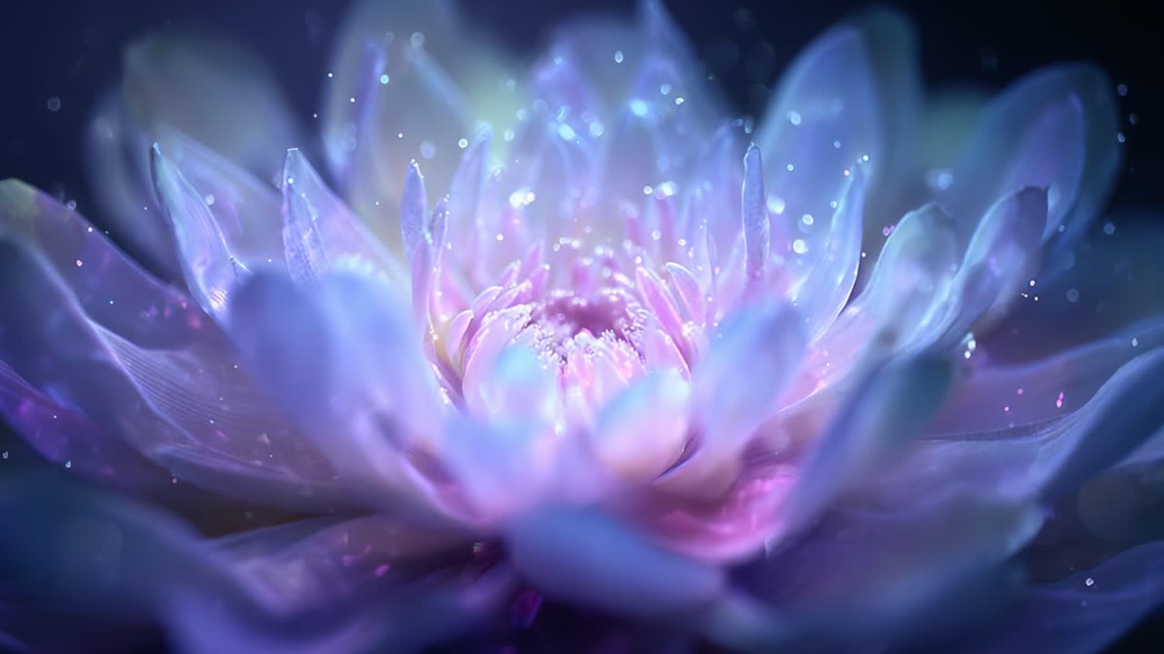 A mesmerizing close-up of a radiant flower, featuring vibrant colors and shimmering details that evoke a sense of tranquility and beauty in a magical setting