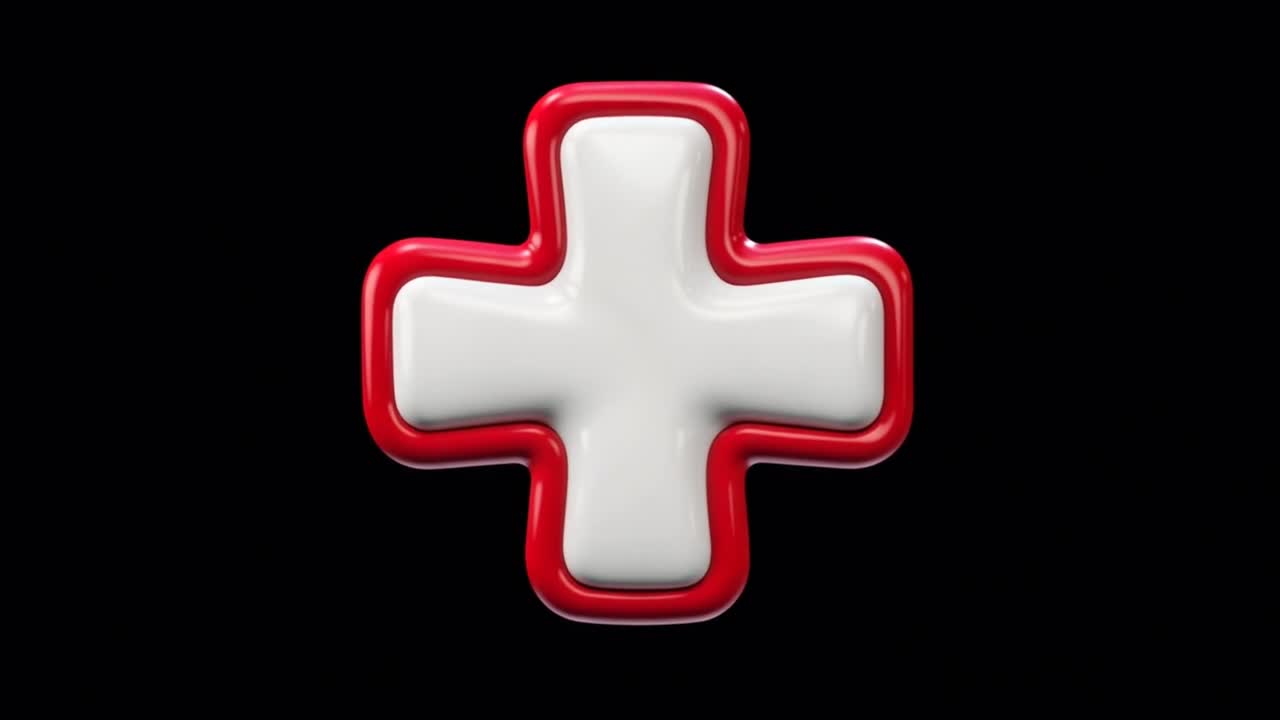 Bouncy Red and White 3D Plus Sign Animation