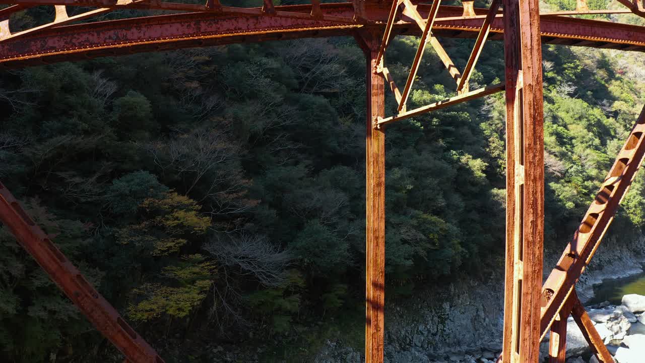 Rusty Iron Bridge on the Takedao Abandoned Train Line, Hyogo Japan