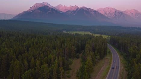 Mountain-Range-with-Road-and-two-Cars