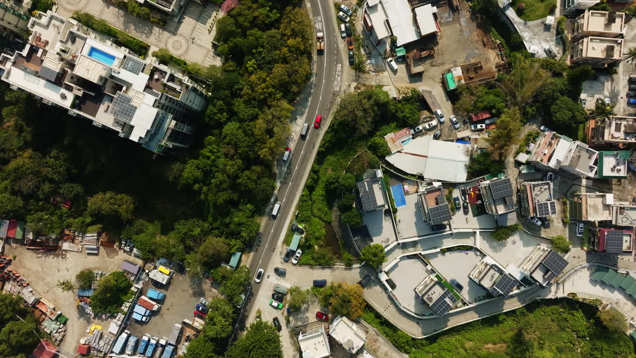 중국 홍콩의 붐비는 주택과 주거지의 드론 헤드샷