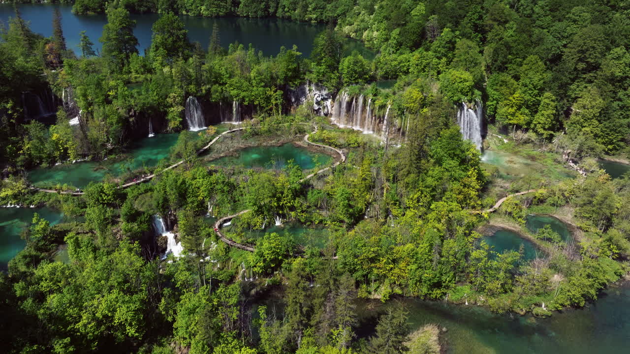 Plitvice Lakes National Park - Alpine Forest, Waterfalls And Lakes In Croatia. - aerial shot