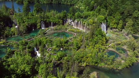 plitvice lakes national park - alpine forest, waterfalls and lakes in croatia. - aerial shot