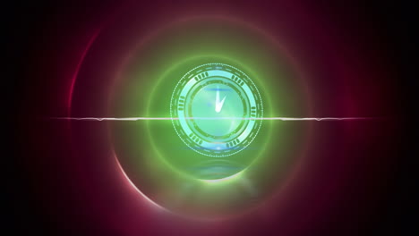 animación del reloj moviéndose rápidamente sobre círculos verdes