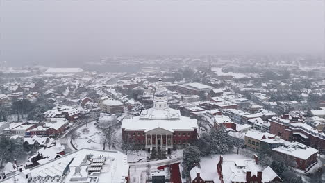 maryland state house during winter in annapolis, maryland, usa. - aerial shot