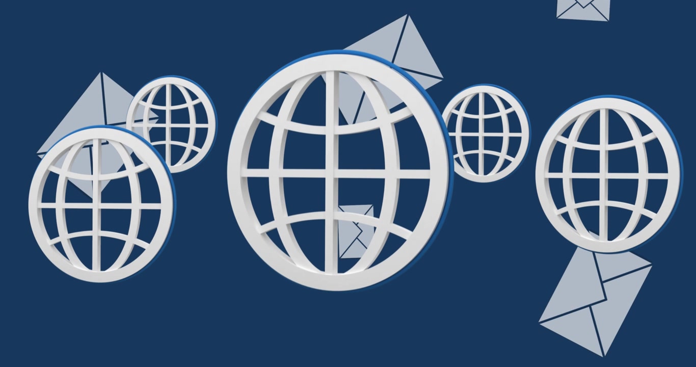 Abstract Animation of Global Communication with Envelopes and Globes