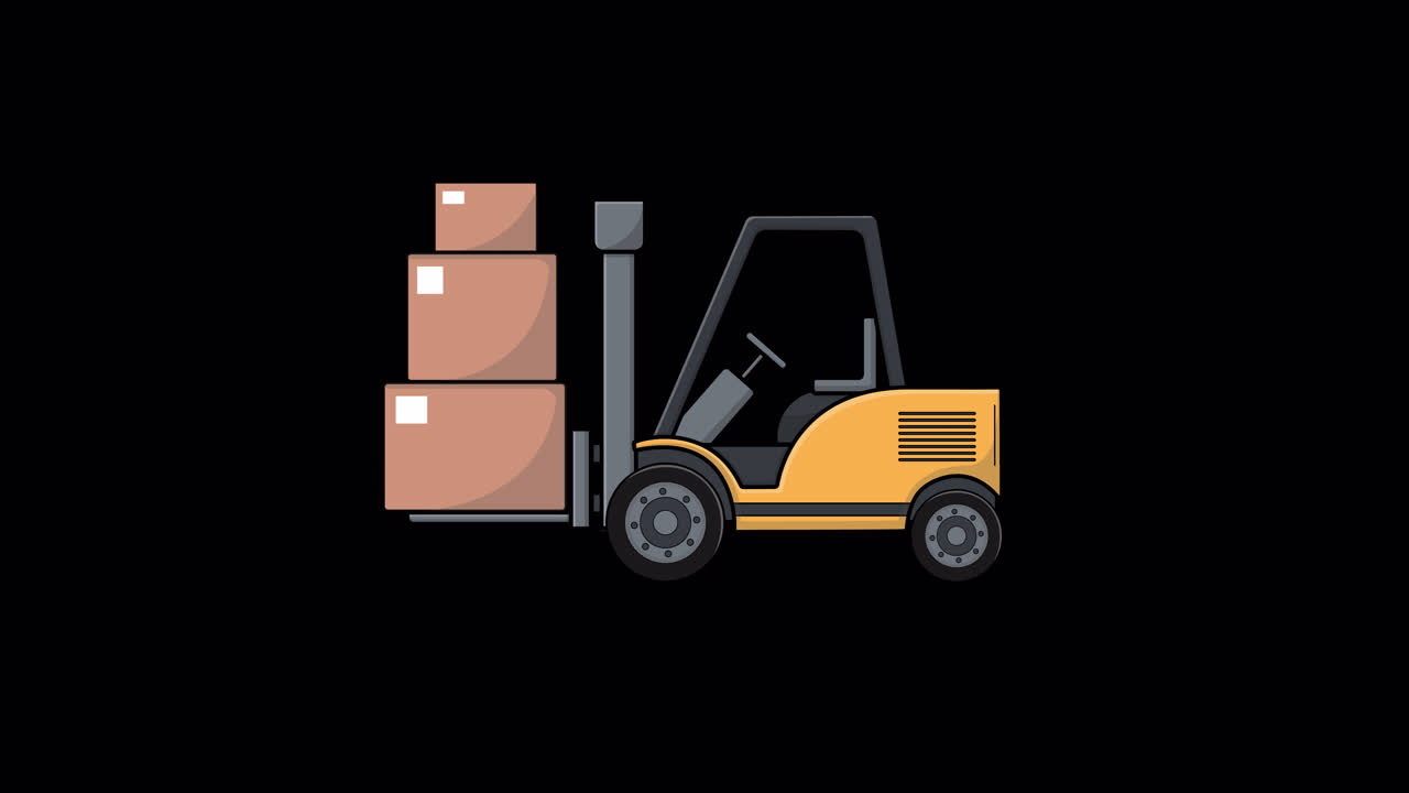 Carrello elevatore animato che solleva e abbassa scatole