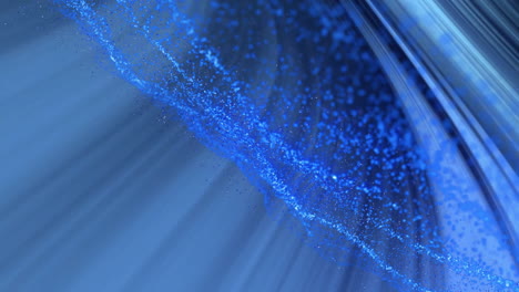 blue particles and light rays animation over abstract background