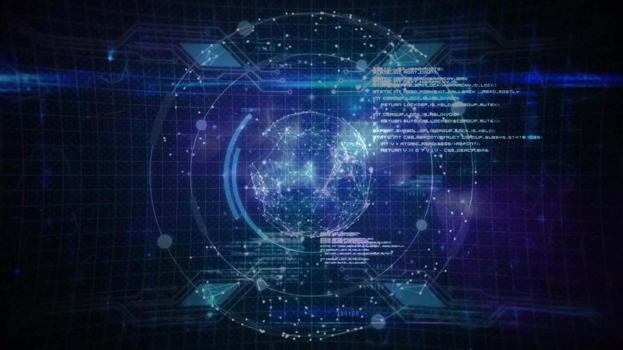 Animation of data processing over globe and black background