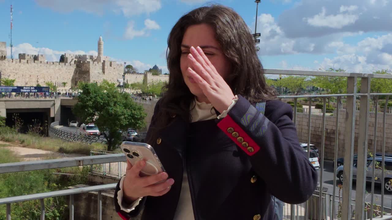 Travel Blogger Filming Content in Jerusalem